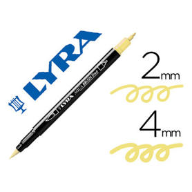 Rotulador lyra aqua brush acuarelable doble punta fina y pincel amarillo crema