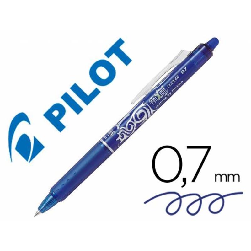 Boligrafo pilot frixion clicker borrable 0,7 mm punta media azul en blister