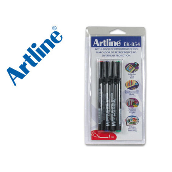 Rotulador artline retroproyeccion punta fibra permanente ek-854 az-ne-ro-ve -punta redonda 1mm (bl.de 4)-m