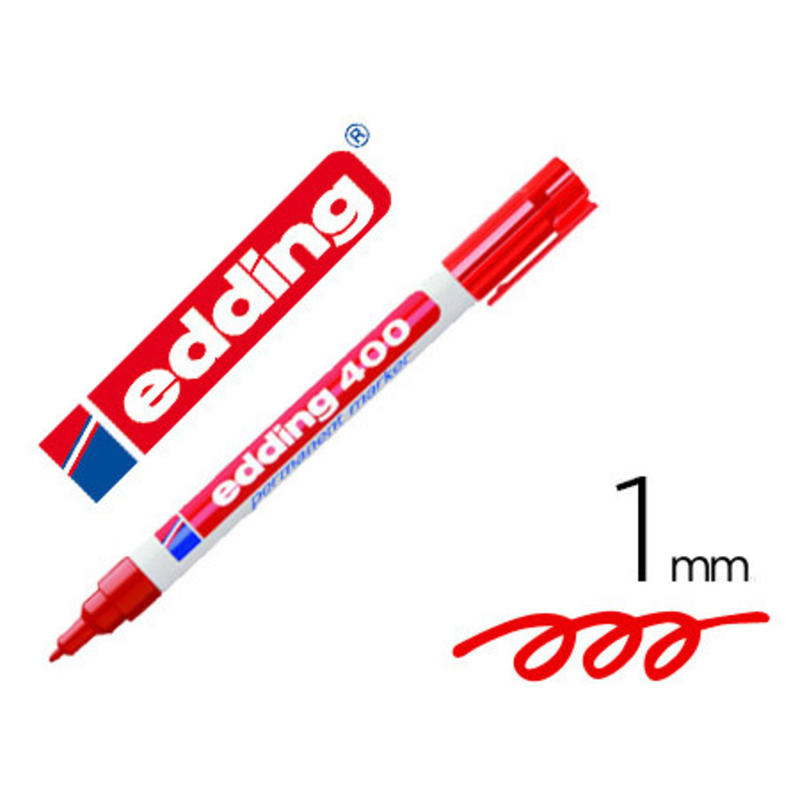 Rotulador edding marcador permanente 400 rojo punta redonda 1 mm