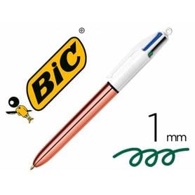 Boligrafo bic cuatro colores shine oro rosa punta de 1 mm