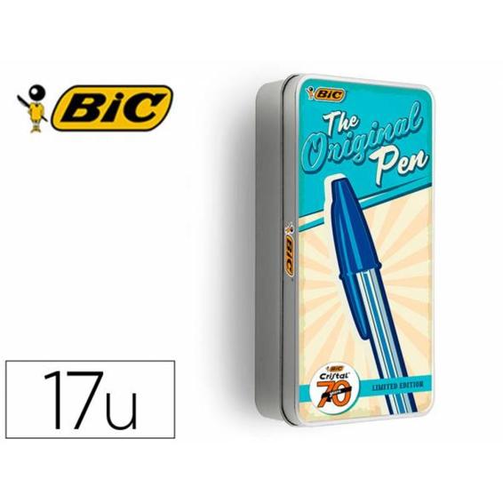 Boligrafo bic cristal 70 aniversario caja metalica edicion limitada con 17 unidades surtidas