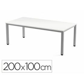 Mesa de oficina rocada executive 2005ad04 aluminio/blanco 200x100 cm