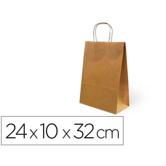Bolsa de papel basika kraft reciclado asa retorcida liso natural tamaño /s/ 240x100x320 mm