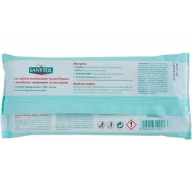 Toallita desinfectante sanytol biodegradable paquete de 30 unidades