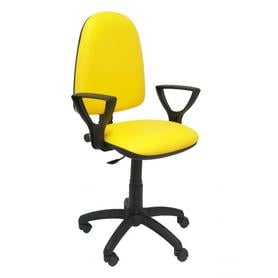 Silla Ayna similpiel amarillo con brazos