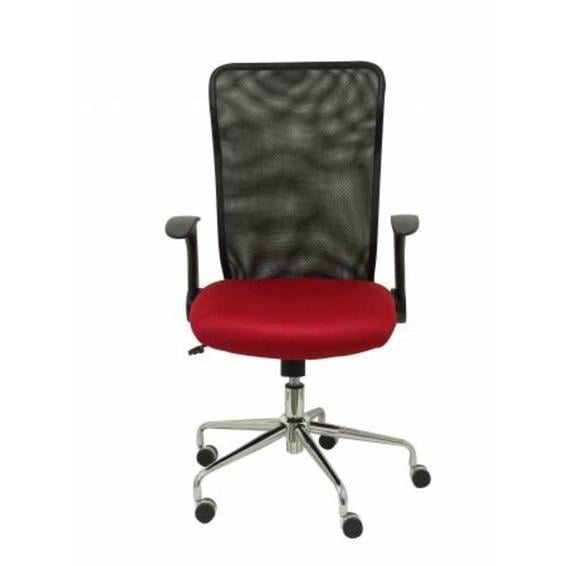 Silla Minaya respaldo malla negro asiento 3D rojo