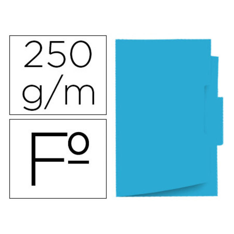 Subcarpeta cartulina gio folio pestaña central 250 g/m2 azul