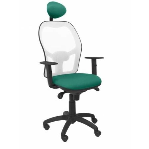 Silla Jorquera malla blanca asiento bali verde con cabecero fijo