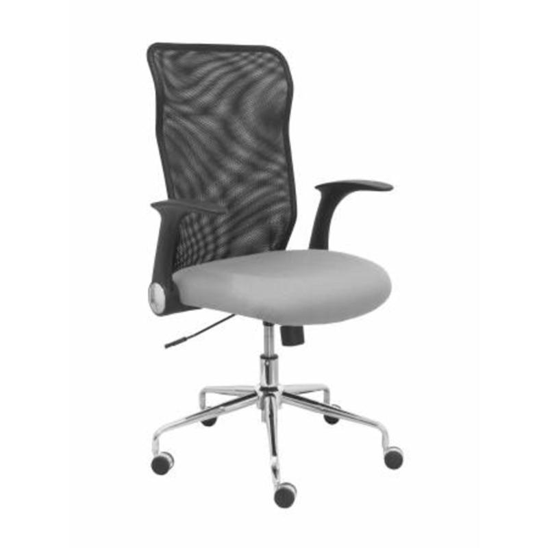 Silla Minaya respaldo malla negro asiento bali gris claro