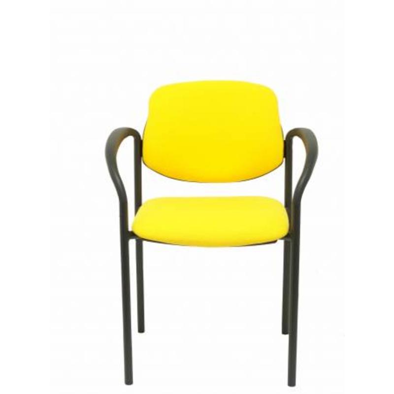 Silla fija Villalgordo bali amarillo chasis negro con brazos