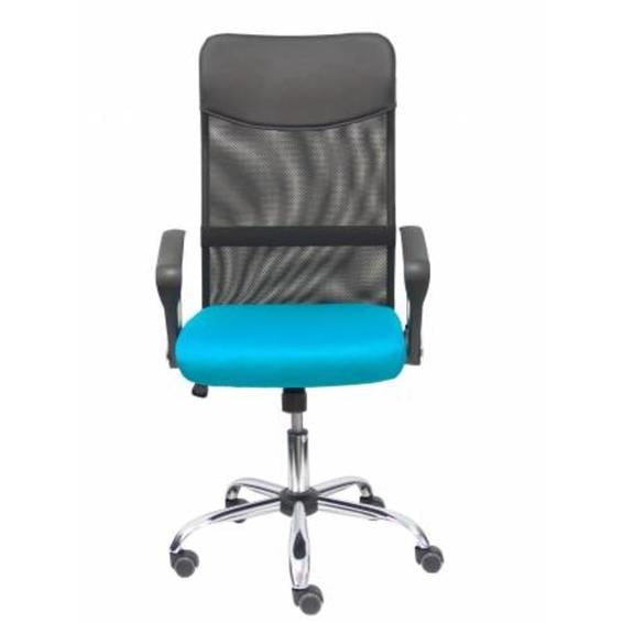 Silla Gontar respaldo malla negro asiento turquesa