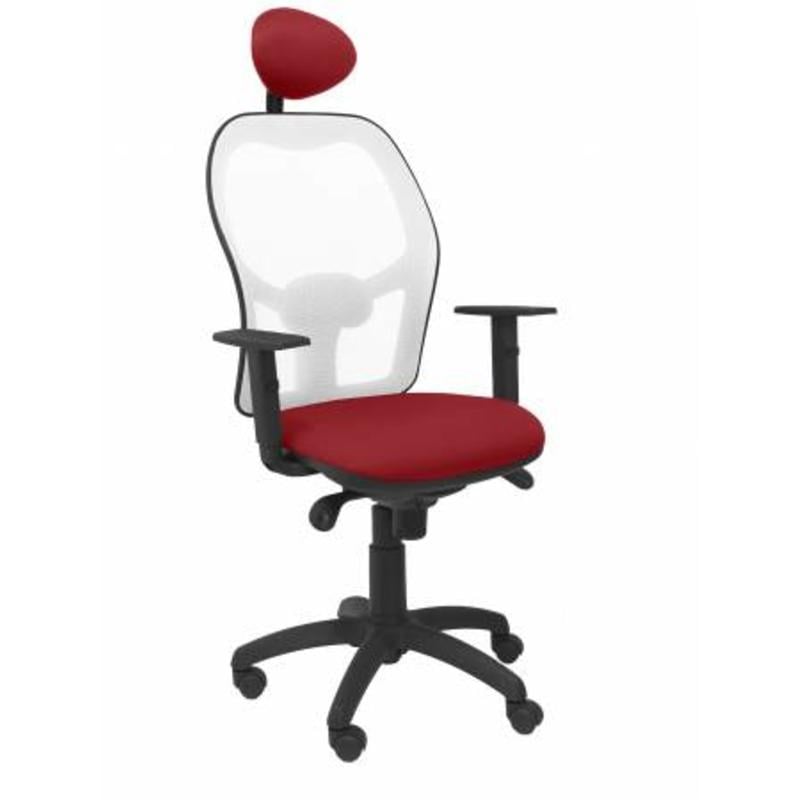 Silla Jorquera malla blanca asiento bali granate con cabecero fijo