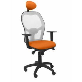 Silla Jorquera malla gris asiento bali naranja con cabecero fijo