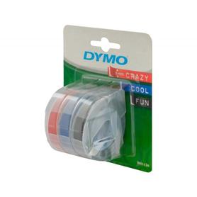 Cinta dymo 3d 9mm x 3mt para rotuladora omega/junior color azul/negro/rojo blister 3 unidades