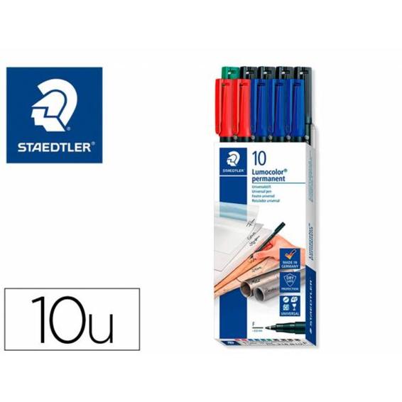 Rotulador staedtler lumocolor retroproyeccion punta de fibra 318 caja de 10 unidades colores surtidos