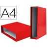Caja archivador liderpapel de palanca carton din-a4 documenta lomo 75mm color rojo - CZ23