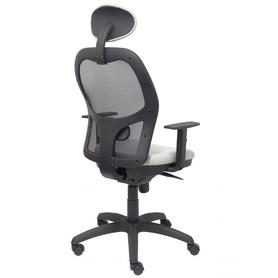 Silla Jorquera malla negra asiento bali gris claro con cabecero fijo