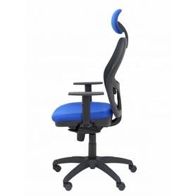 Silla Jorquera malla negra asiento bali azul con cabecero fijo