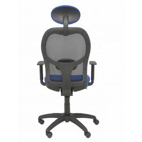 Silla Jorquera malla negra asiento bali azul con cabecero fijo