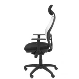 Silla Jorquera malla blanca asiento bali negro con cabecero fijo