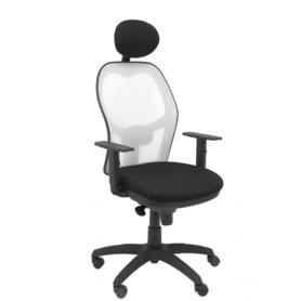 Silla Jorquera malla blanca asiento bali negro con cabecero fijo