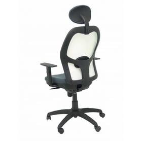 Silla Jorquera malla blanca asiento bali gris oscuro con cabecero fijo