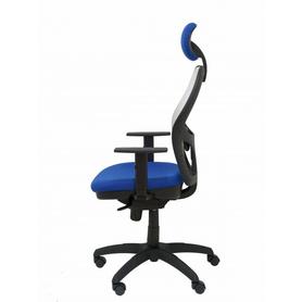 Silla Jorquera malla blanca asiento bali azul con cabecero fijo