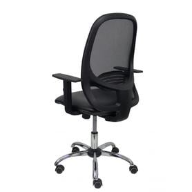 Silla Cilanco negra malla negra asiento similpiel negro brazo regulable base cromada