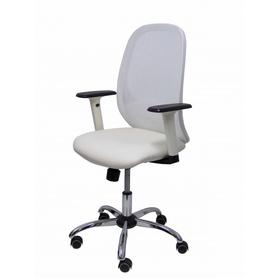 Silla Cilanco blanca malla blanca asto similpiel blanco brazo reg. base crom RP