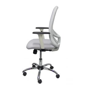 Silla Cilanco blanca malla blanca asto similpiel gris brazo reg. base crom RP