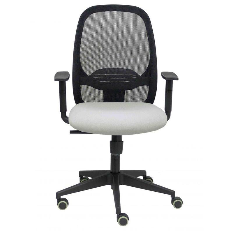 Silla Cilanco negra malla negra asiento bali gris brazo regulable.