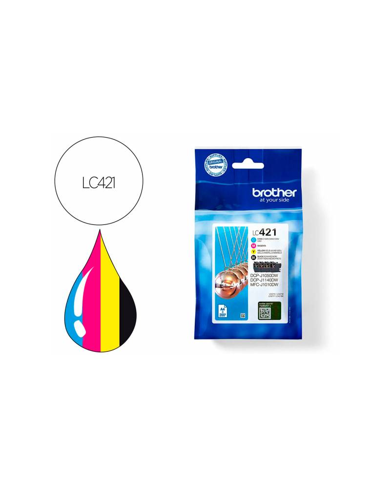 Ink-jet brother lc421val dcp-j1050dw / dcp-j1140dw / mfc-j10 pack 4 colores 200 paginas