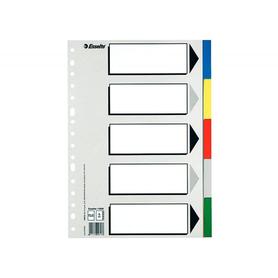 Separador esselte plastico juego de 5 separadores folio con 5 colores multitaladro