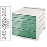 626285 - Fichero cajones esselte plástico con 4 cajones de color verde 245x365x285mm