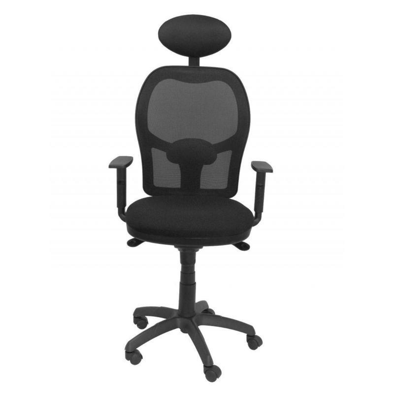 Silla Jorquera malla negra asiento bali negro con cabecero fijo