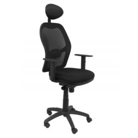 Silla Jorquera malla negra asiento bali negro con cabecero fijo