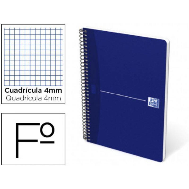 Cuaderno espiral oxford essentials tapa blanda folio 80 hojas 90 g cuadricula 4 mm azul